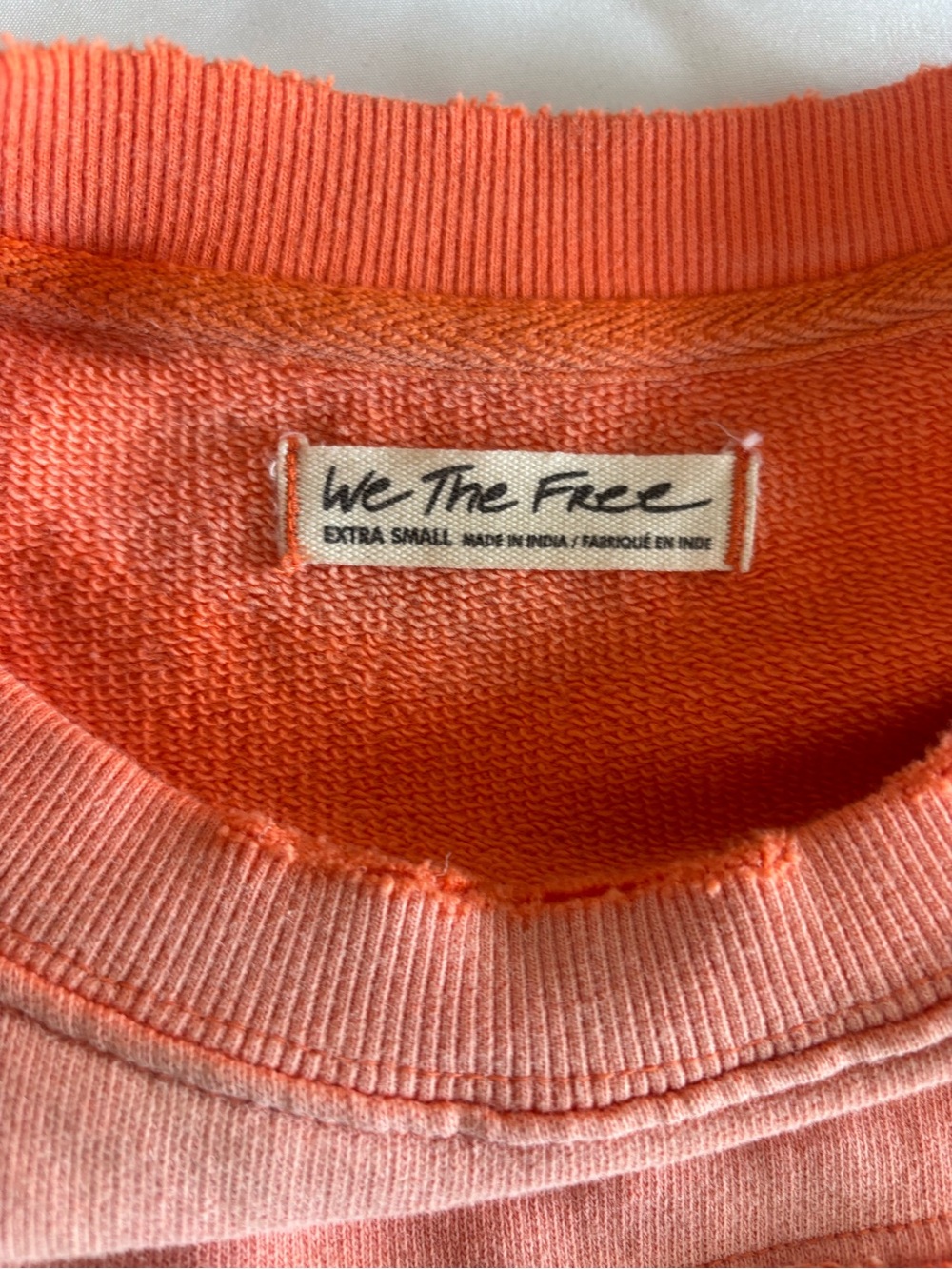 We The Free Colorblock Coral Pink Orange + Mustard Yellow Sweatshirt - Picture 3 of 5